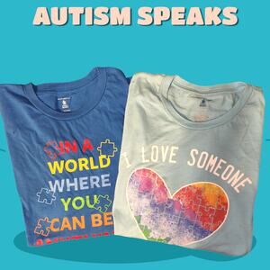 2 Autism Speaks T-Shirts Size L